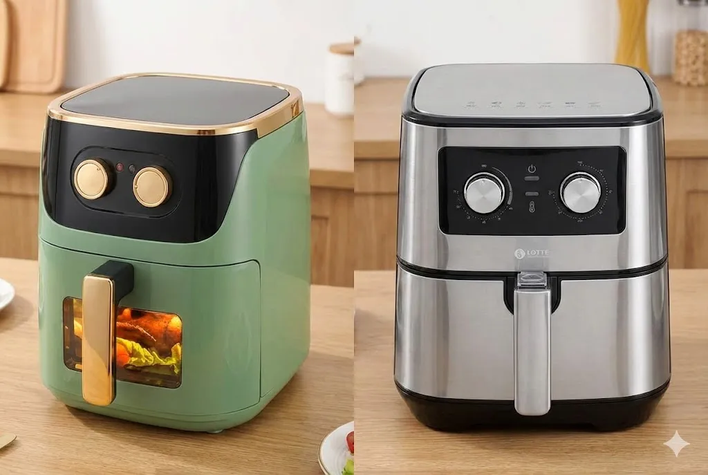 so sánh nồi chiên không dầu Camel và Lotte