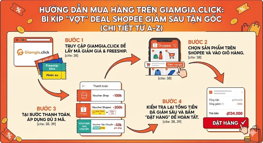 HƯỚNG DẪN MUA HÀNG TRÊN GIAMGIA.CLICK: BÍ KÍP "VỢT" DEAL SHOPEE GIẢM SÂU TẬN GỐC (CHI TIẾT TỪ A-Z)