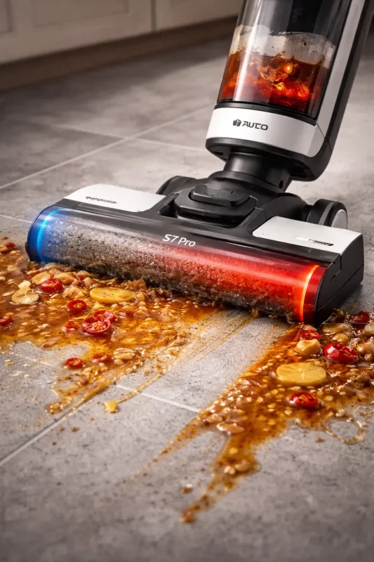 Cỗ máy lau sàn xử lý gọn gàng hỗn hợp rác ướt mà các dòng máy hút bụi khô truyền thống phải "bó tay"