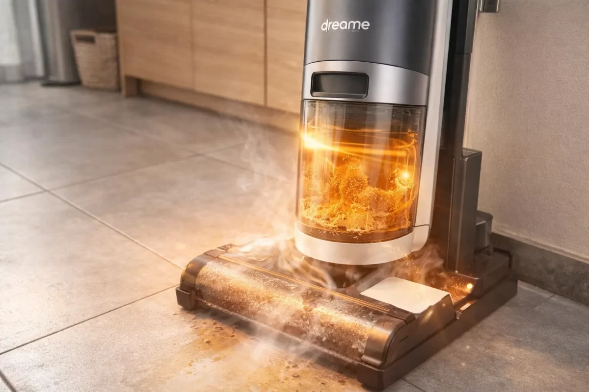 Cuộn rulo pha sợi cước của Dreame quay ở tốc độ cực đoan 520 vòng/phút để đánh bật mảng bám