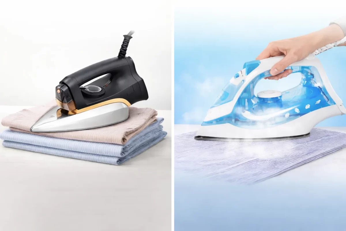 Cuộc chiến gia dụng quen thuộc - Sự nhỏ gọn, cổ điển của bàn ủi khô (trái) và tính đa năng, phun sương của bàn ủi hơi nước (phải)