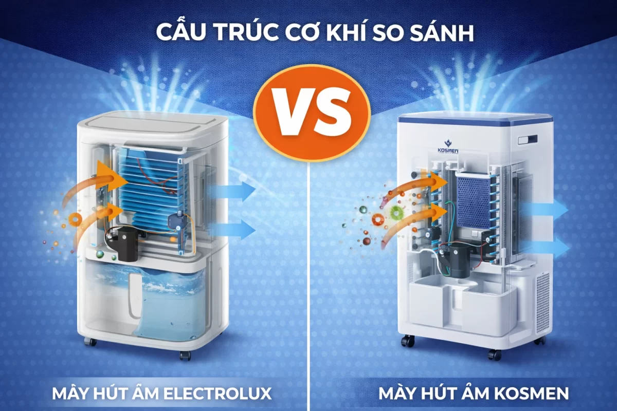so sánh máy hút ẩm Electrolux và Kosmen
