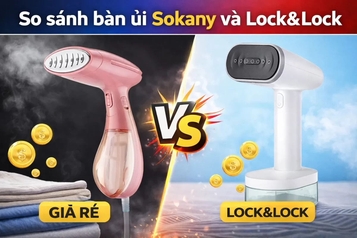 Cuộc chiến bàn ủi cầm tay bình dân trên Shopee - Sự hầm hố của Sokany (trái) và thiết kế thanh lịch của Lock&Lock (phải)